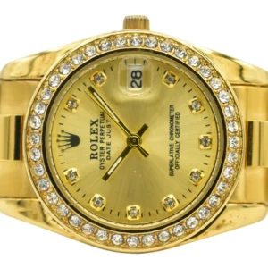 ROLEX DATEJUST YELLOW GOLD FACTORY DIAMONDS LADIES WATCH