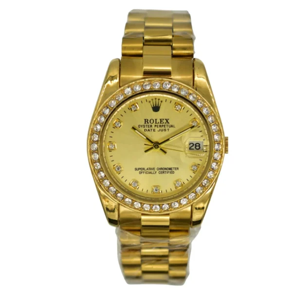 ROLEX DATEJUST YELLOW GOLD FACTORY DIAMONDS LADIES WATCH